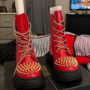 Cape Robbin Red Studded Combat Boots